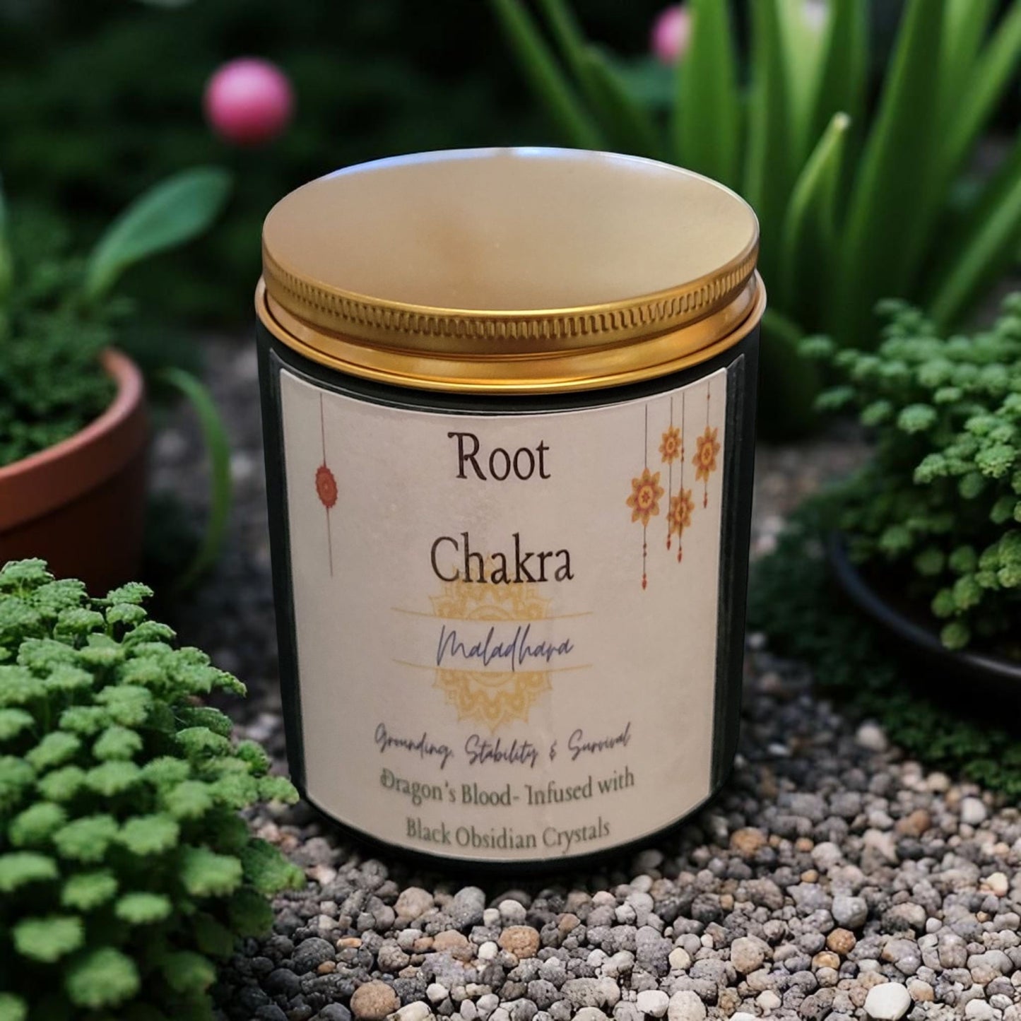 200g Soy Candle Highly Scented | Crystals | Reiki Energy Infused in Matt Black or White Jar with Gold Lid
