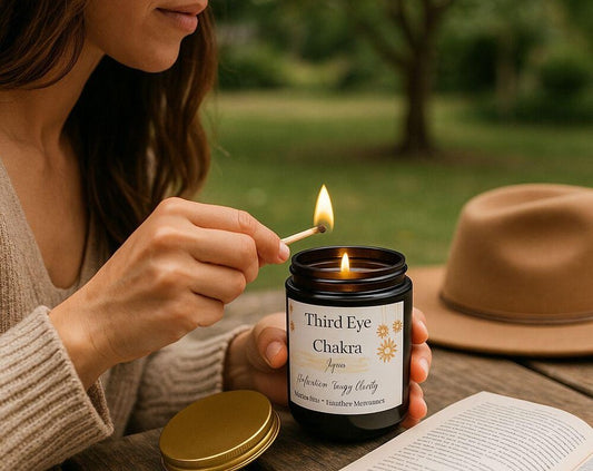 200g Soy Candle Highly Scented | Crystals | Reiki Energy Infused in Matt Black or White Jar with Gold Lid